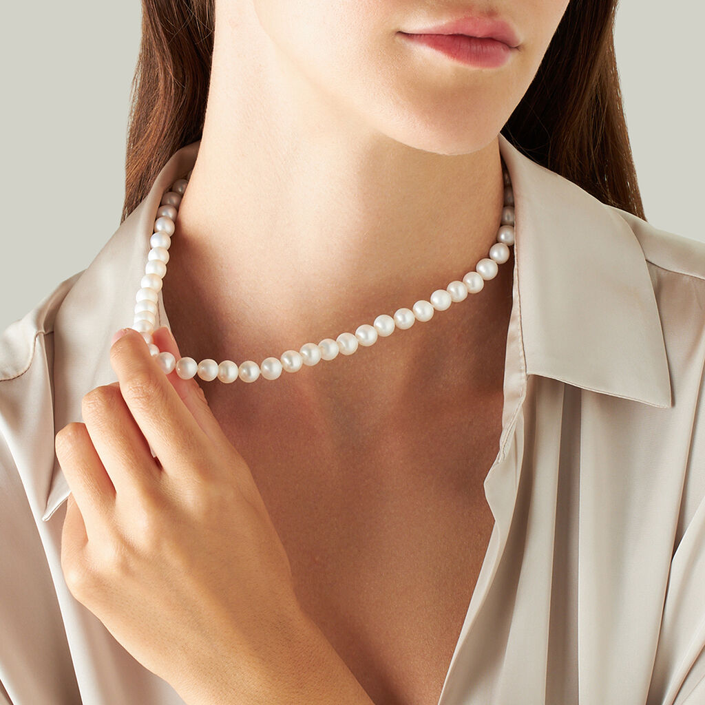 Collana Gabrielle Oro Bianco Perla D'Acqua Dolce - Collane Donna | Stroili