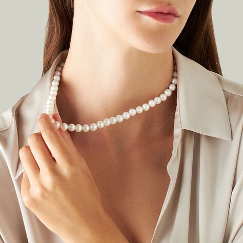 Collana Gabrielle Oro Bianco Perla D'Acqua Dolce - Collane Donna | Stroili