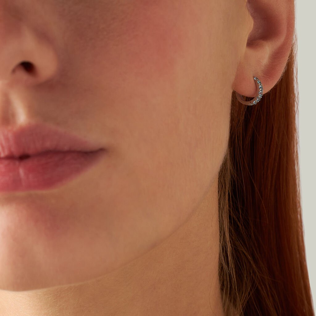 Orecchini A Cerchio Toujours Oro Bianco Cubic Zirconia - Orecchini a Cerchio Donna | Stroili