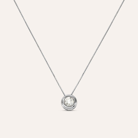 Girocollo punto luce in oro bianco con brillante 0.40 ct - Collane Donna | Stroili