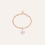 Bracciale in acciaio rosato con pendente fiore rosa e strass