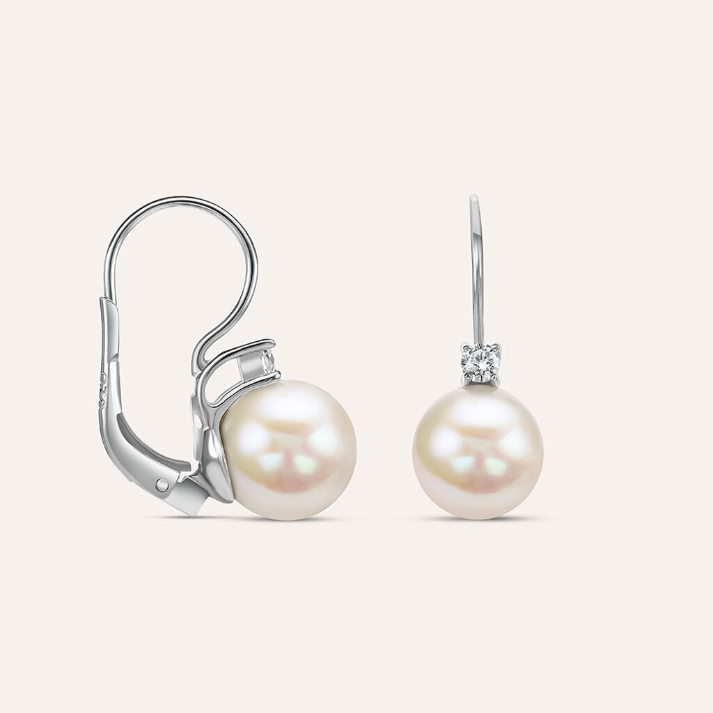 Orecchini Pendenti Silver Pearls Argento Rodiato Perla sintentica Cubic Zirconia - Orecchini Pendenti Donna | Stroili