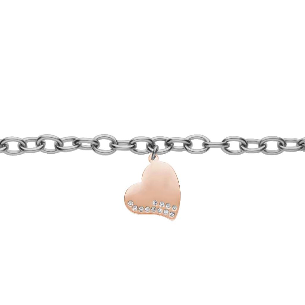 Bracciale Lady Chic Acciaio Bicolore Cuore e Cristalli - Bracciali Donna | Stroili