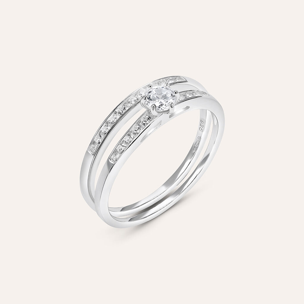 Anello Solitario Silver Elegance Argento Rodiato Cubic Zirconia