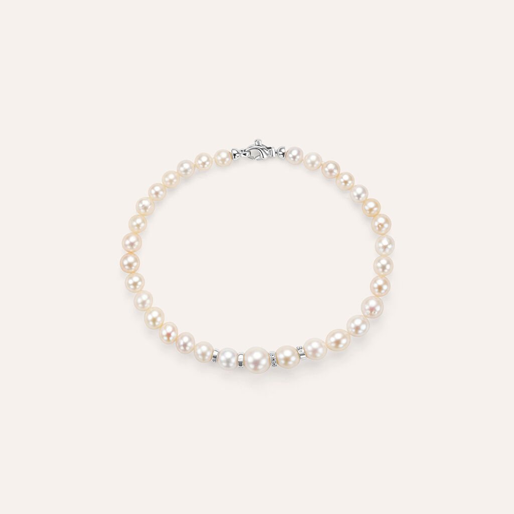 Bracciale Gold Pearls Oro Bianco Perla D'Acqua Dolce Diamante
