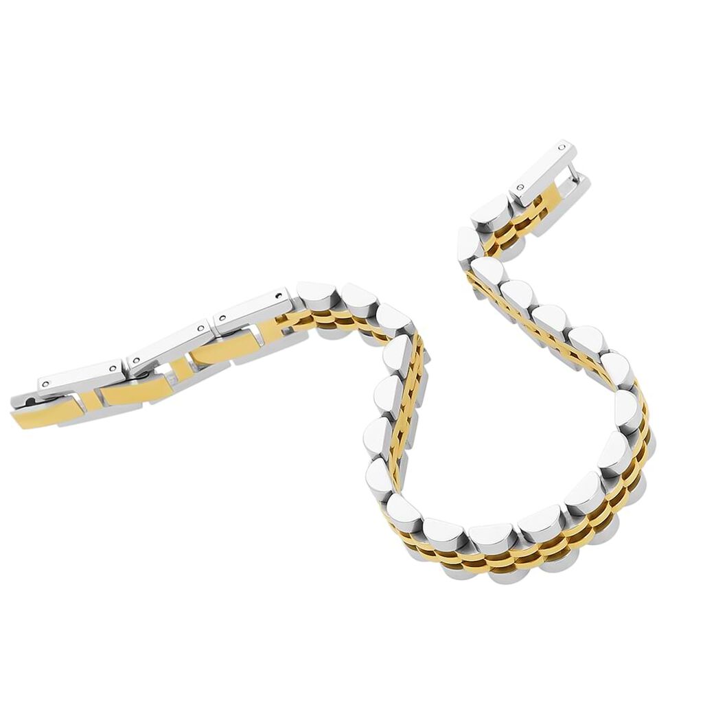 Bracciale Catena Man Code Acciaio Bicolore Dorato / Bianco - Bracciali Uomo | Stroili
