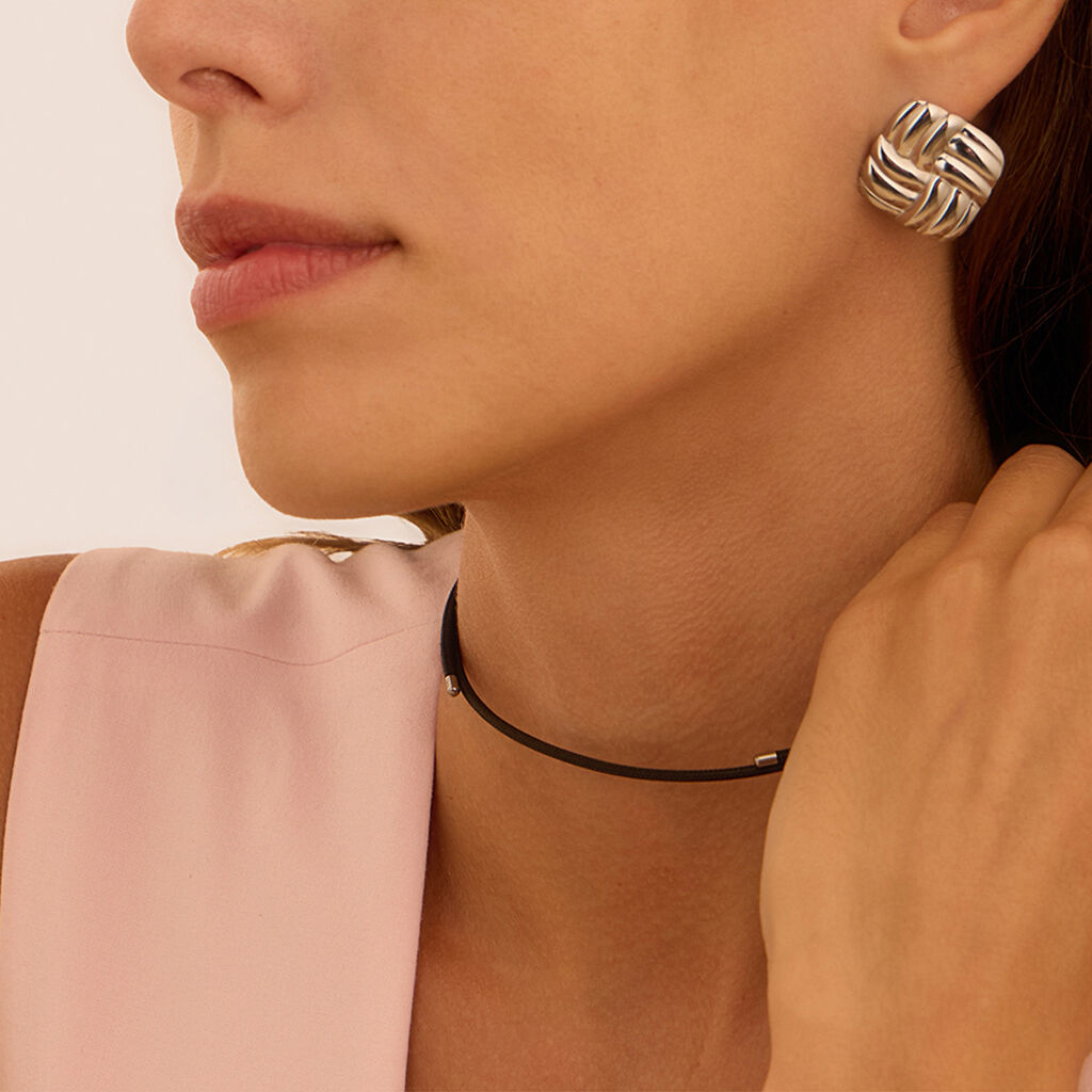 Choker Magnetico Cordino Nero e Acciaio