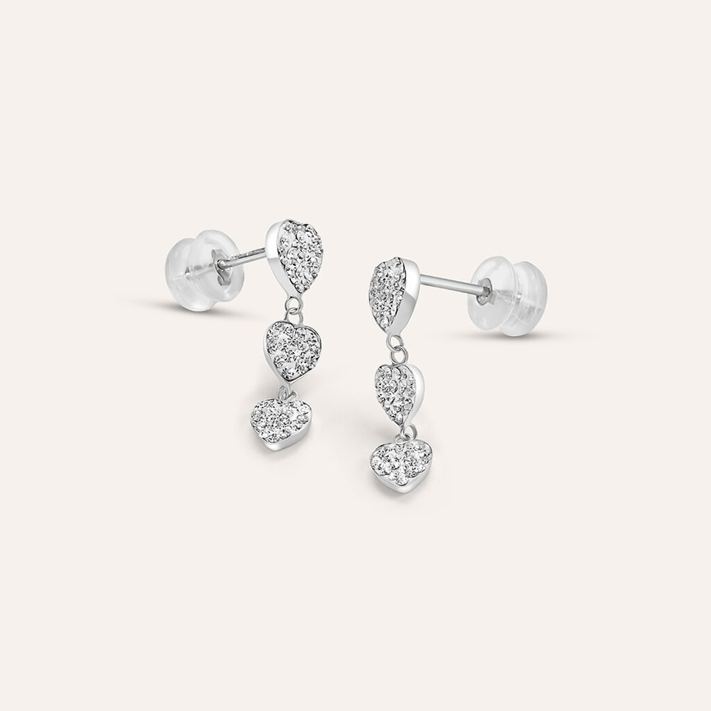 Orecchini Pendenti Christelle Oro Bianco Cristallo