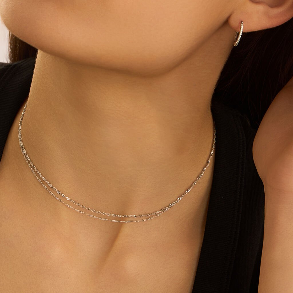 Orecchini A Cerchio Toujours Oro Bianco Cubic Zirconia