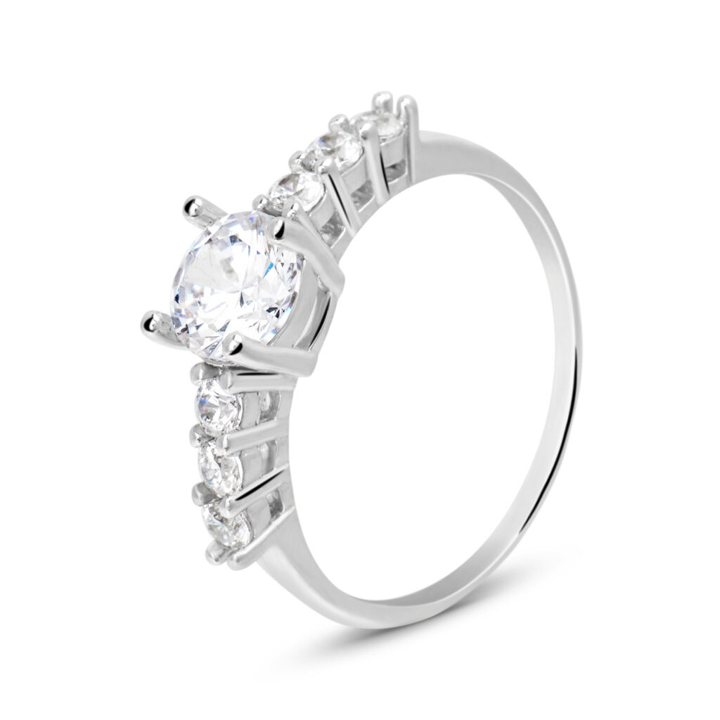 Anello Solitario Silver Elegance Argento Rodiato Cubic Zirconia - Anelli con Pietre Donna | Stroili