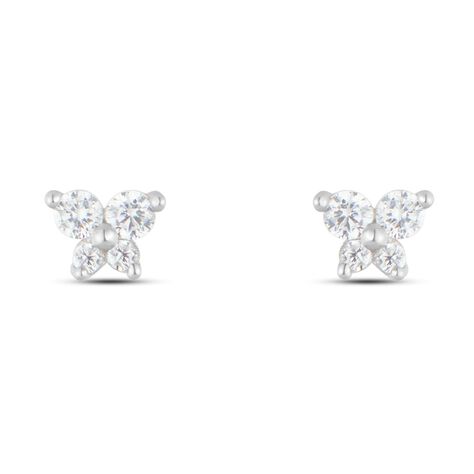 Orecchini Lobo Bon Ton Oro Bianco Cubic Zirconia - Orecchini a Lobo Donna | Stroili