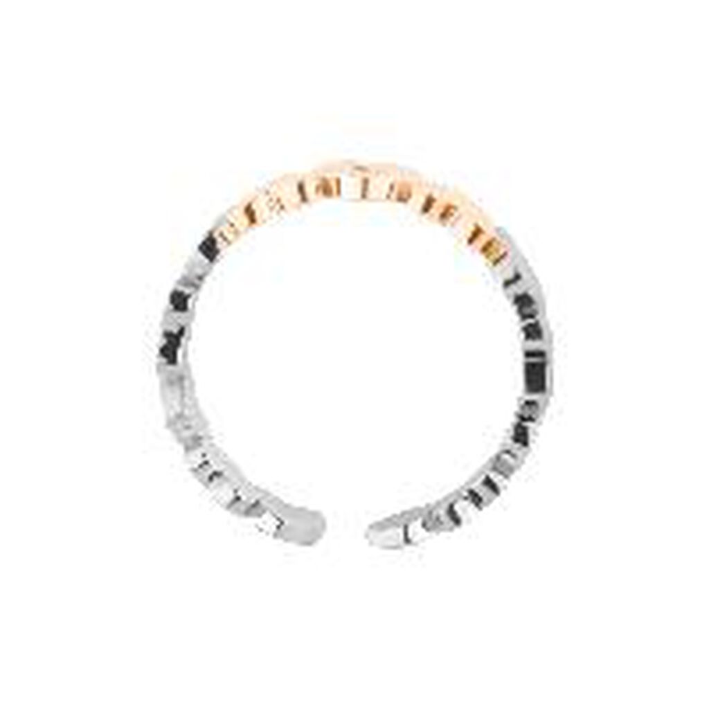 Anello Fantasia Lady Chic Acciaio Bicolore Bianco / Rosa Cristallo - Anelli con Pietre Donna | Stroili
