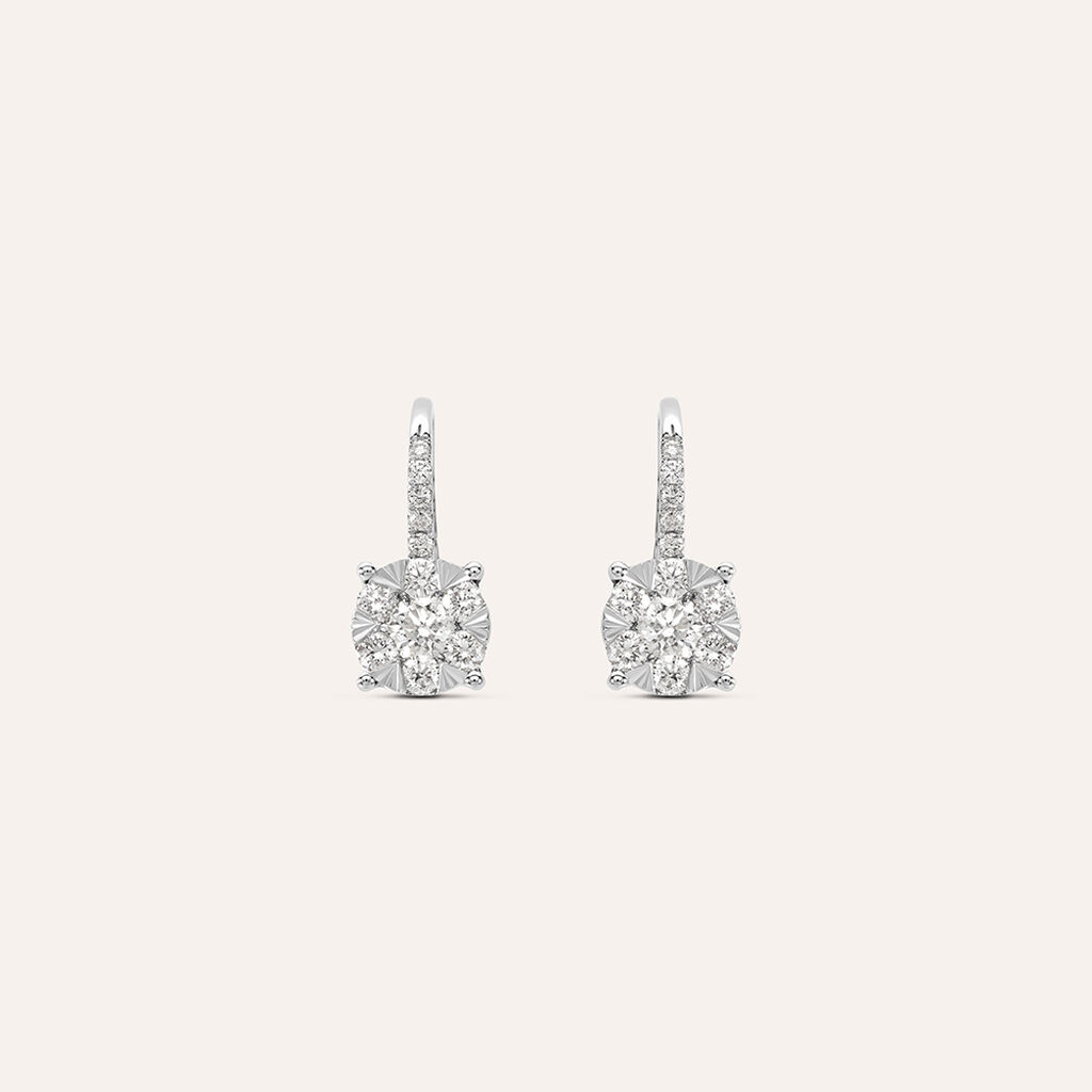 Orecchini Lobo Punto Luce Petali Oro Bianco Diamante - Orecchini a Lobo Donna | Stroili