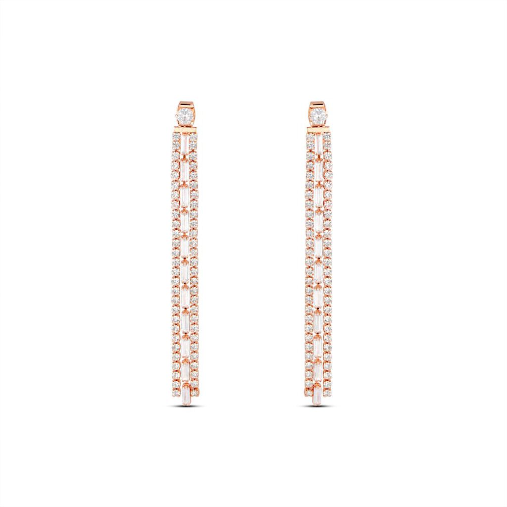 Orecchini Pendenti Tennis Romantic Shine Metallo Rosa Cristallo