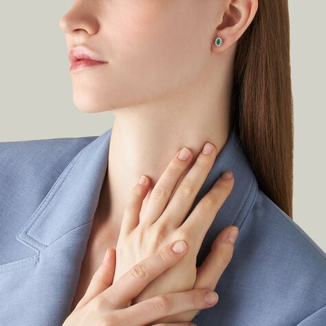 Orecchini Lobo Charlotte Oro Bianco Smeraldo Diamante - Orecchini a Lobo Donna | Stroili
