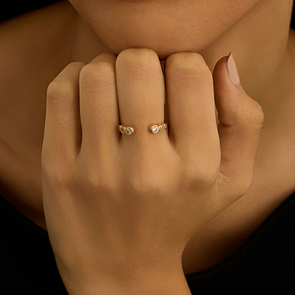 Anello Contrarie Golden Dream Placcato Oro Giallo Cubic Zirconia - Anelli con Pietre Donna | Stroili