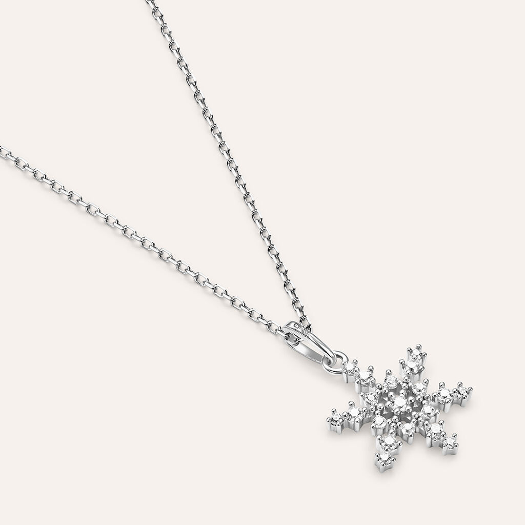 Pendente Po&egrave;me Oro Bianco Cubic Zirconia