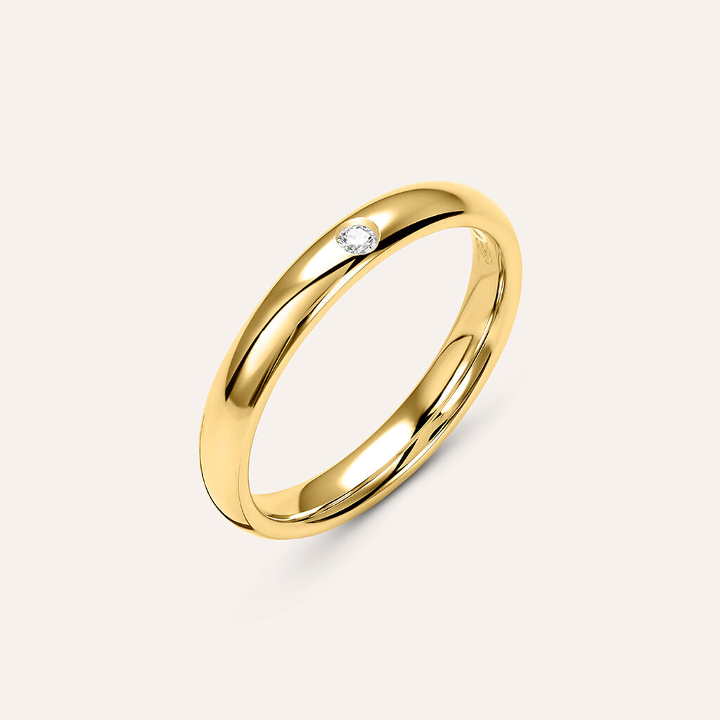 Fede Comoda 3 mm Oro Giallo Diamante - Anelli con Incisione Unisex | Stroili
