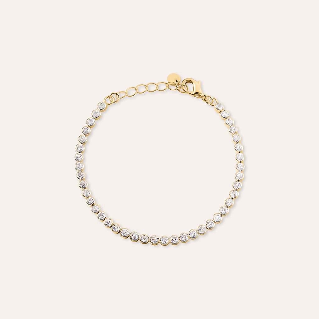 Bracciale Tennis Romantic Shine Metallo Dorato Cristallo - Bracciali Tennis Donna | Stroili