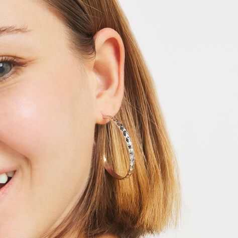 Orecchini a cerchio Lady Code Acciaio Bicolore Diamantato - Orecchini a Cerchio Donna | Stroili