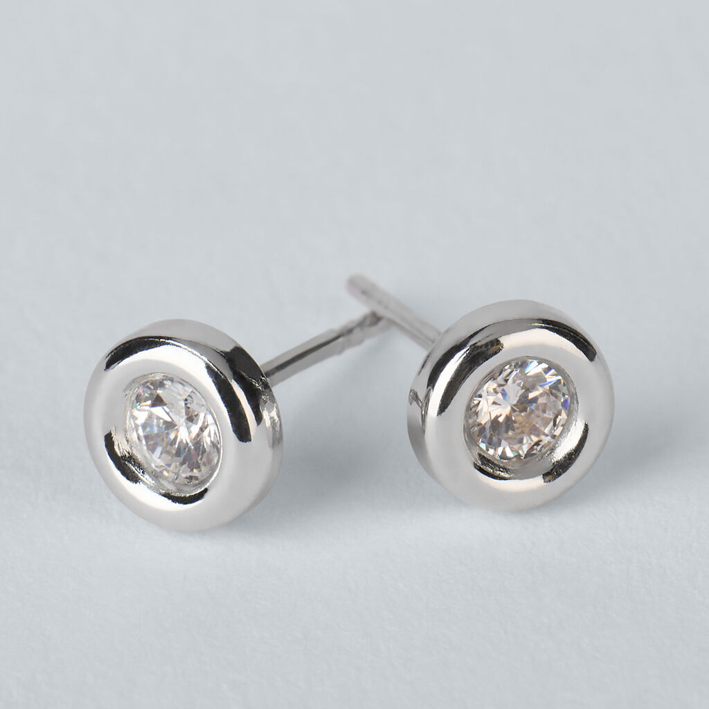 Orecchini Lobo Punto Luce Bon Ton Oro Bianco Cubic Zirconia - Orecchini a Lobo Donna | Stroili