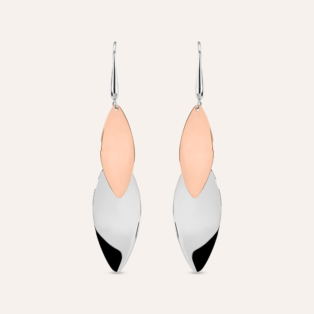 Orecchini Pendenti Sunrise Acciaio Bicolore Bianco / Rosa