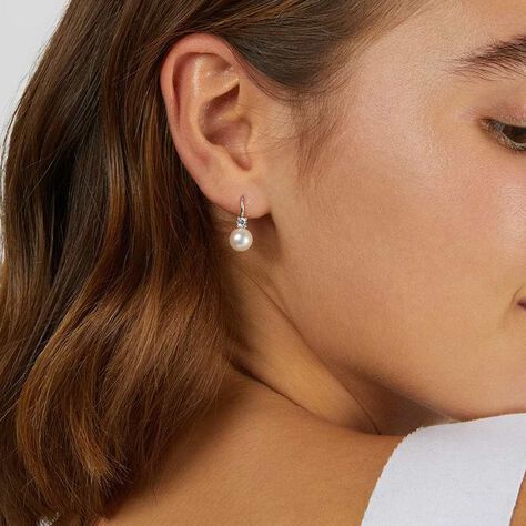 Orecchini Pendenti Gabrielle Oro Bianco Perla D'Acqua Dolce Cubic Zirconia - Orecchini Pendenti Donna | Stroili