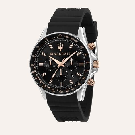 Maserati Orologio Uomo Successo 32014717 - Cronografo Quarzo Acciaio E Silicone 44mm