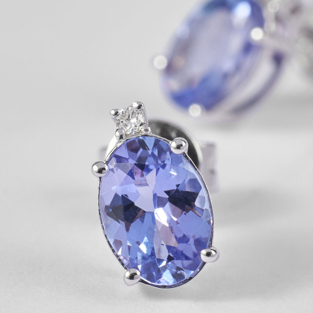 Orecchini Lobo Punto Luce Jasmine Oro Bianco Tanzanite Diamante - Orecchini a Lobo Donna | Stroili