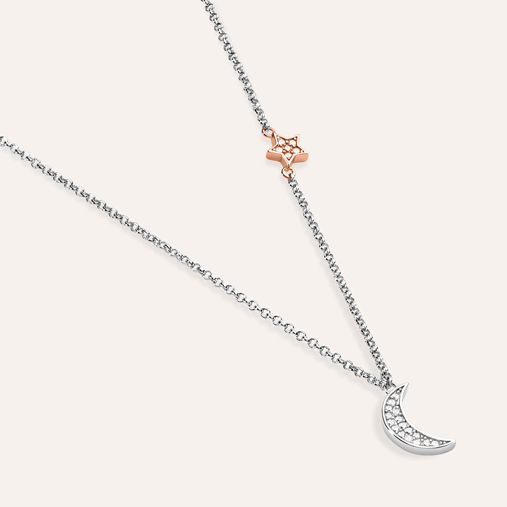 Collana Silver Moments Argento Bicolore Bianco / Rosa Cubic Zirconia