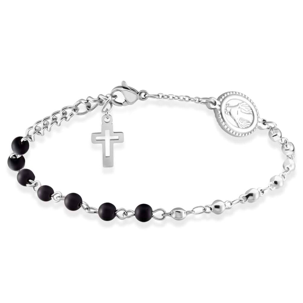 Bracciale Rosario Man Code Acciaio Onice