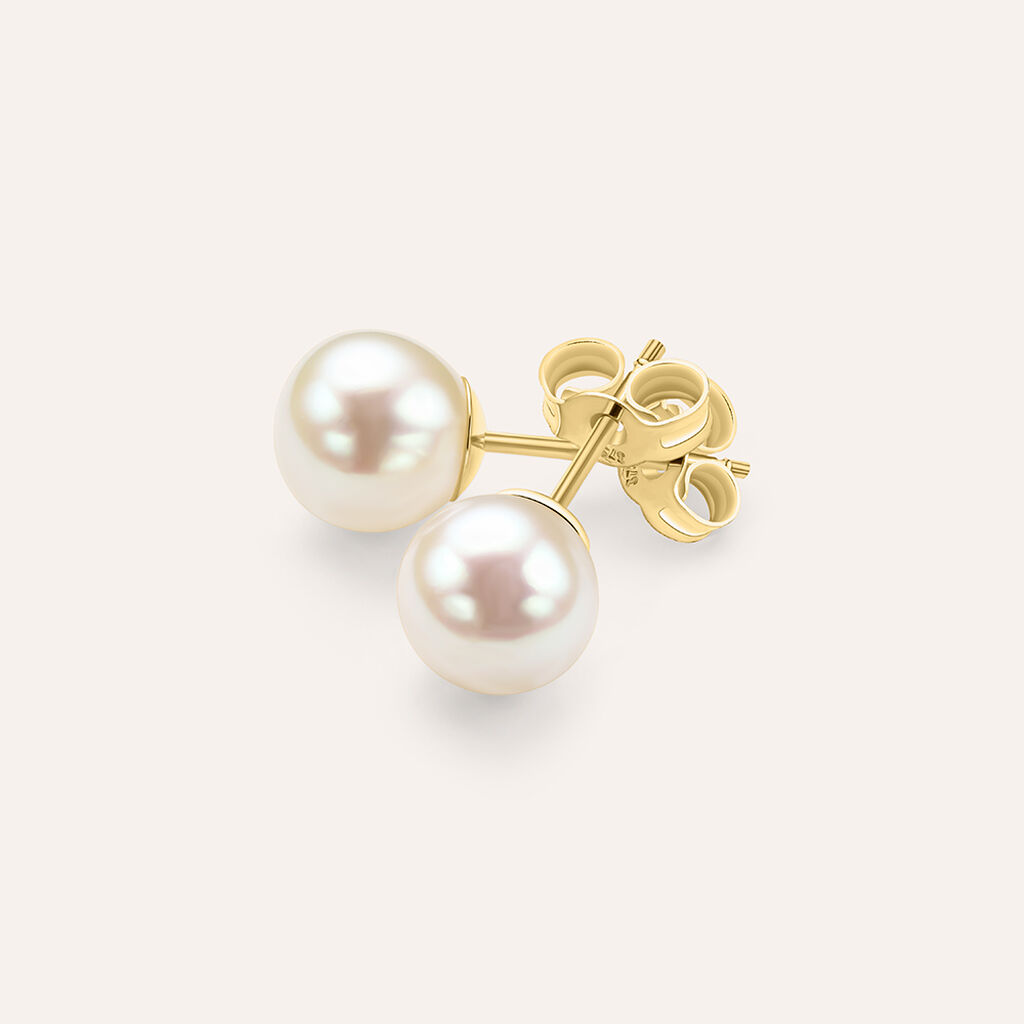 Orecchini Lobo Gabrielle Oro Giallo Perla D'Acqua Dolce