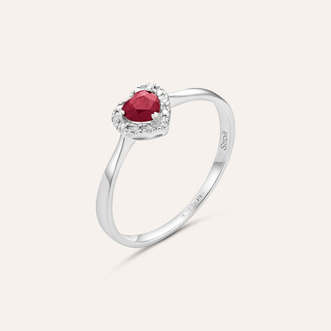 Anello Solitario Charlotte Oro Bianco Rubino Diamante - Anelli con Pietre Donna | Stroili