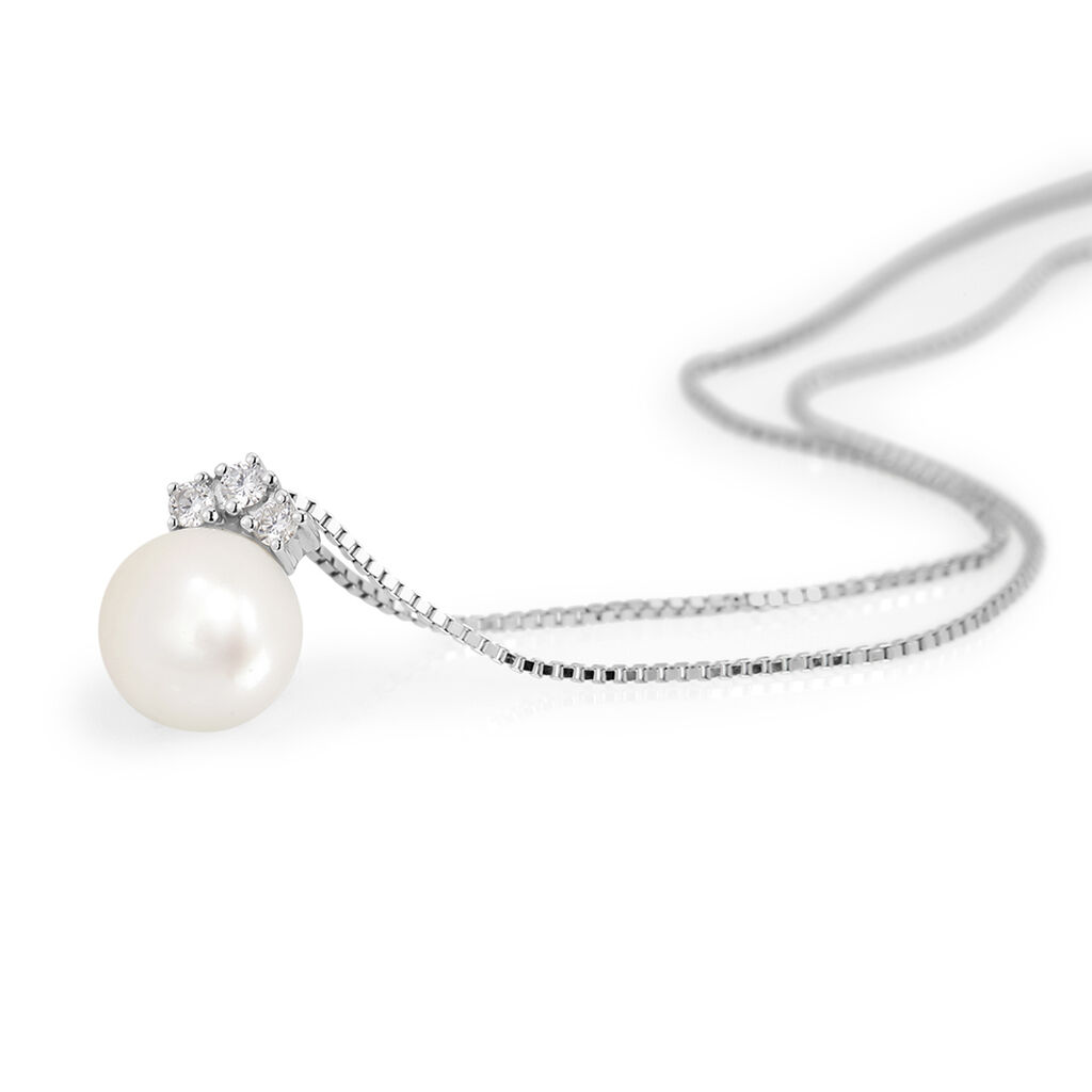 Collana Gabrielle Precious Oro Bianco Perla D'Acqua Dolce Diamante