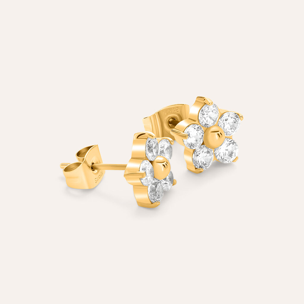 Orecchini Lobo Radiance Acciaio Dorato Cristallo