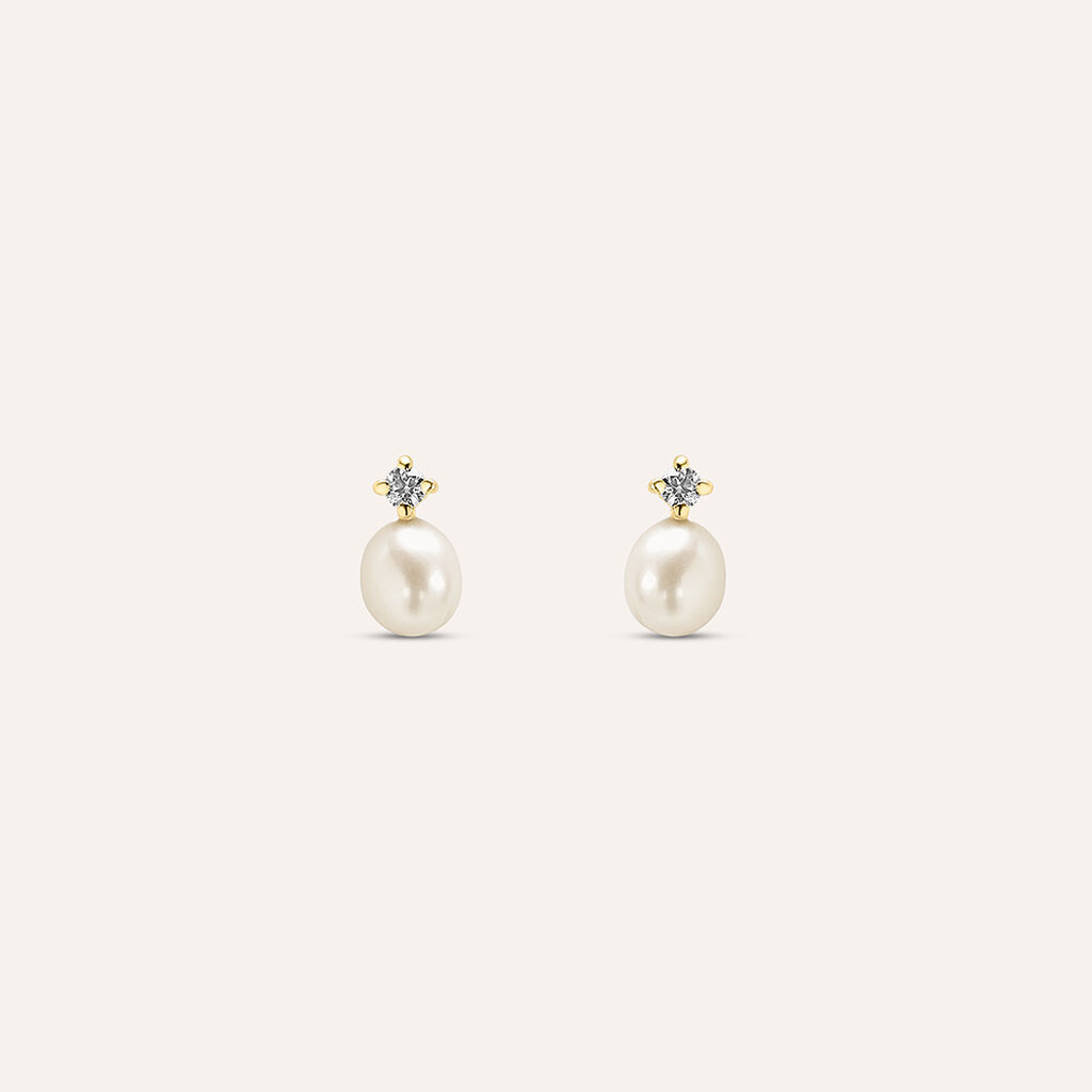 Orecchini Lobo Gabrielle Oro Giallo Perla D'Acqua Dolce Cubic Zirconia - Orecchini a Lobo Donna | Stroili