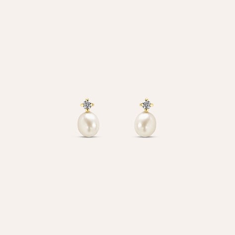 Orecchini Lobo Gabrielle Oro Giallo Perla D'Acqua Dolce Cubic Zirconia - Orecchini a Lobo Donna | Stroili