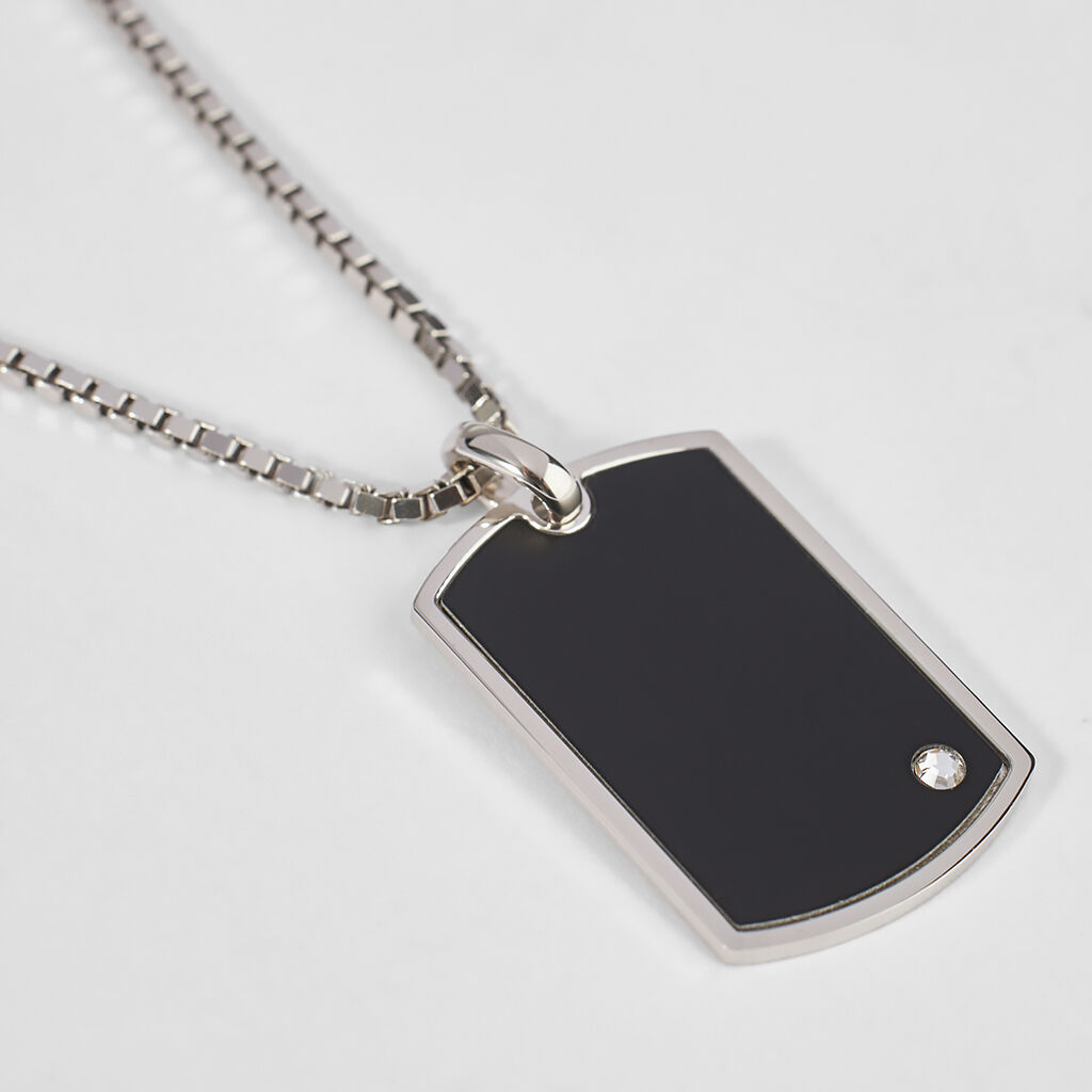 Collana Gentleman Argento Rodiato Cubic Zirconia