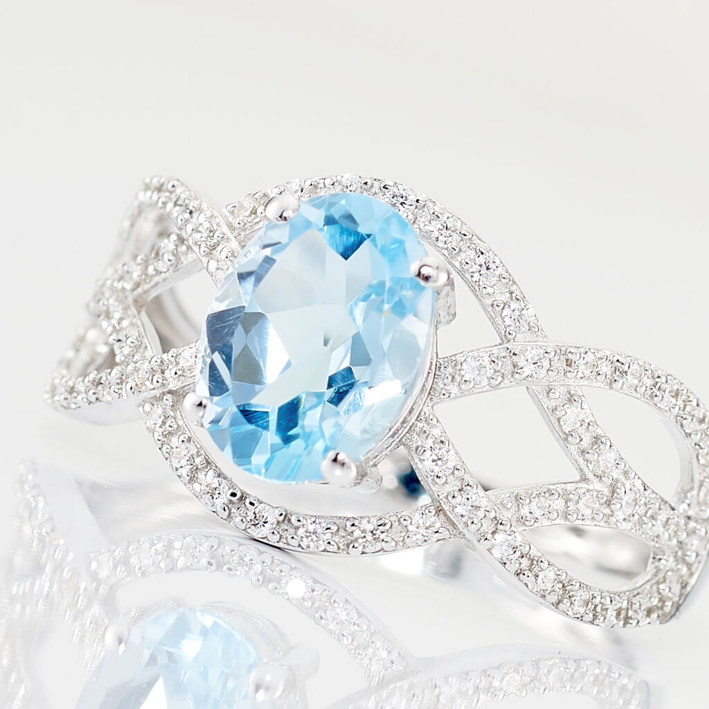Anello Am&eacute;lie Oro Bianco Topazio Cubic Zirconia