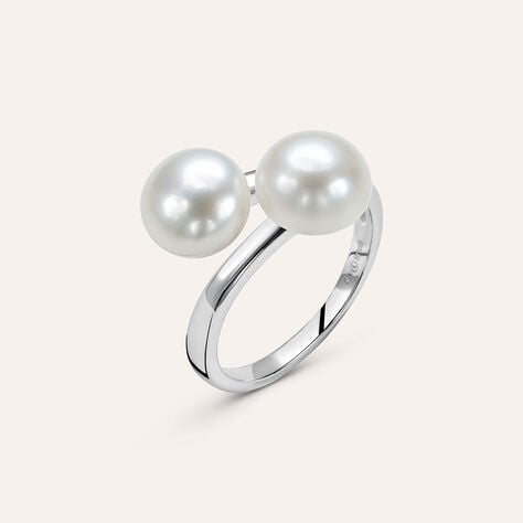 Anello Contrarie Silver Pearls Argento Rodiato Perla sintentica - Anelli con Pietre Donna | Stroili