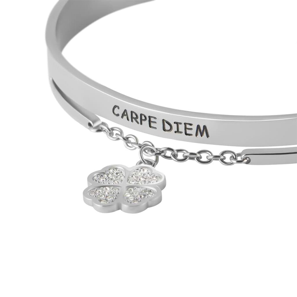 Bangle Lady Message Acciaio Cristallo - Bracciali Rigidi Donna | Stroili