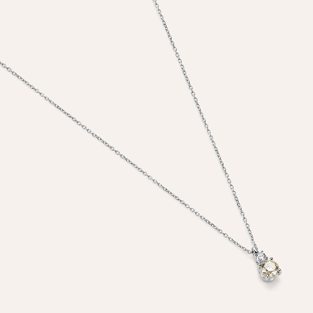 Collana Doppio Punto Luce Diamade Oro Bianco Diamante Lab-Grown