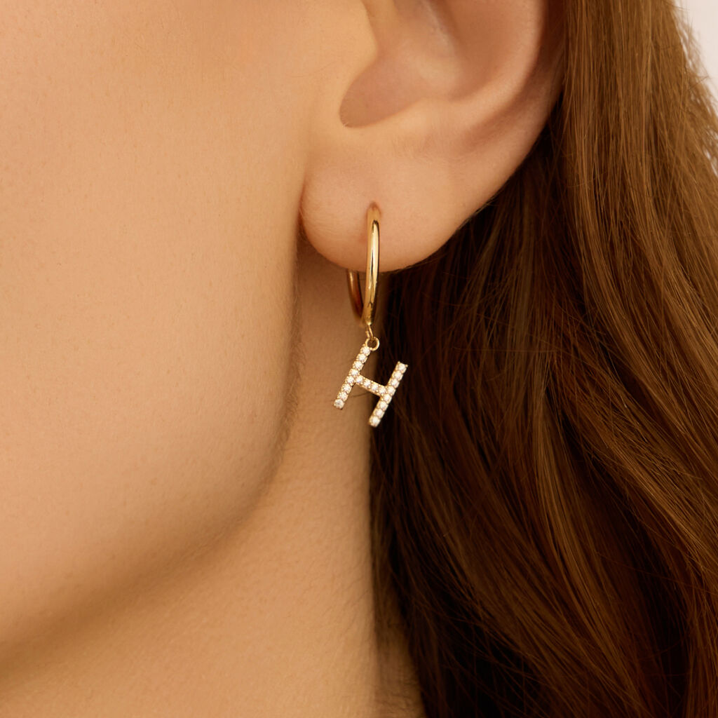 Mono Orecchino A Cerchio Toujours Oro Giallo Cubic Zirconia