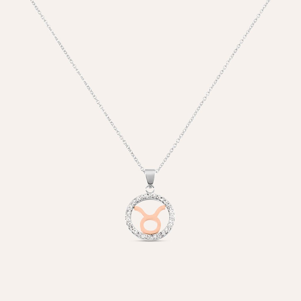 Collana Sunrise Acciaio Bicolore Bianco / Rosa Cubic Zirconia