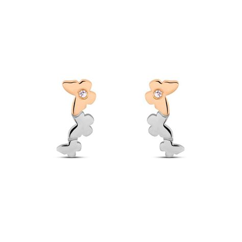 Orecchini Lobo Lady Chic Acciaio Bicolore Bianco / Rosa Cristallo - Orecchini a Lobo Donna | Stroili
