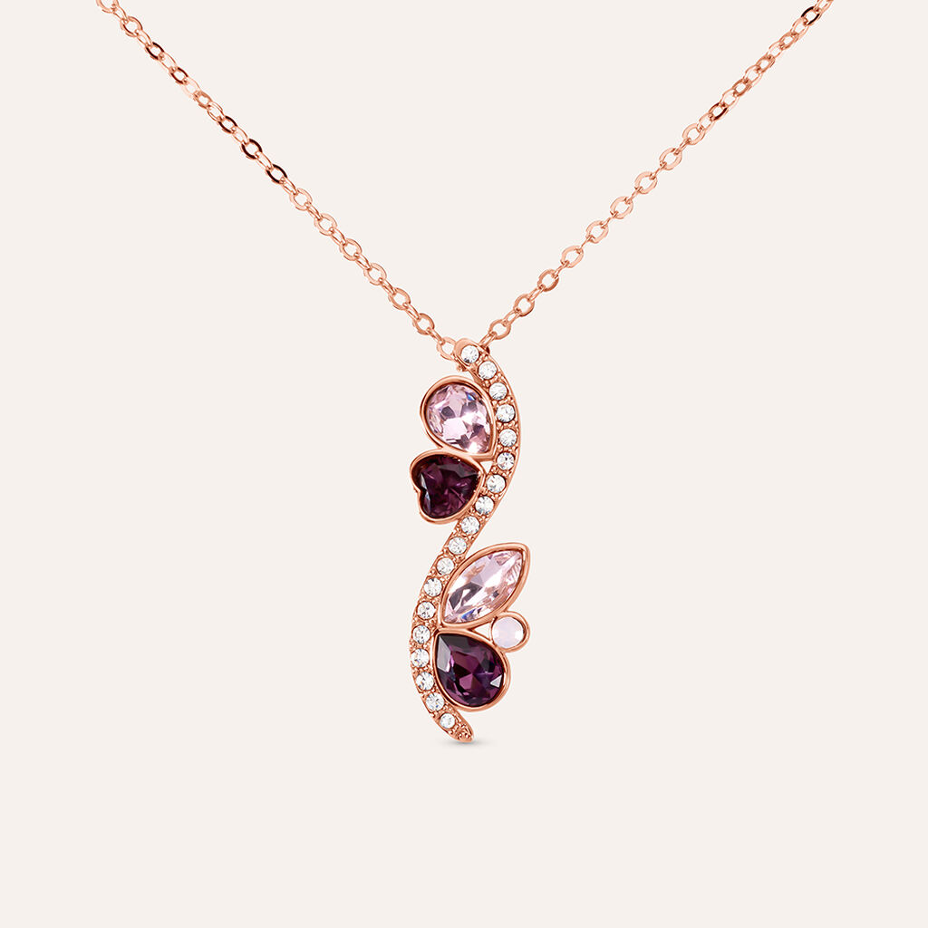 Collana Violet Ottone Rosa Cristallo