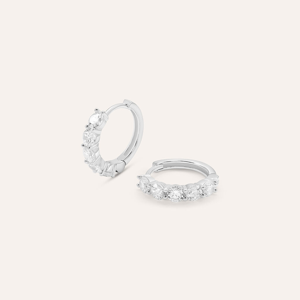 Orecchini A Cerchio Claire Oro Bianco Cubic Zirconia - Orecchini a Cerchio Donna | Stroili