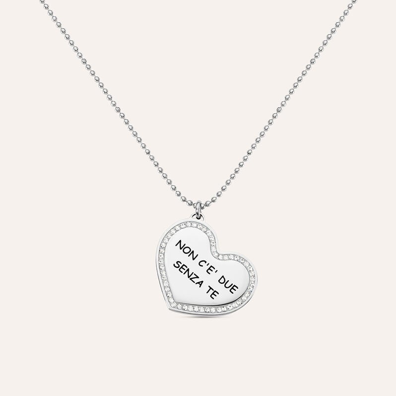 Collana con ciondolo in acciaio e strass - Collane Donna | Stroili