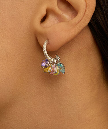 Charm per Orecchini a Cerchio Silver Rainbow Argento Rodiato Cubic Zirconia