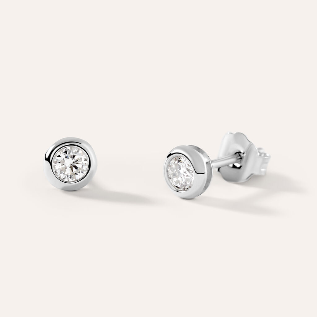 Orecchini Lobo Punto Luce Grace Oro Bianco Diamante